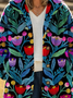 Women's Printed Casual Loose Cardigan Flannel Jacket