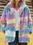 Women's Printed Casual Loose Cardigan Flannel Jacket