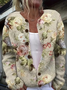 Women's Floral Print Crew Neck Button Cardigan
