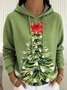 Women's Christmas Tree Print Casual Hooded Sweatshirt