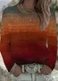 Women's Long Sleeve T-shirt Spring/Fall Brown Abstract Printing Jersey Crew Neck Daily Going Out Casual Top