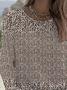 Women's Long Sleeve T-shirt Spring/Fall Brown Floral Printing Jersey Crew Neck Daily Going Out Casual Top