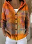 Women's Abstract Print Hooded Button Cardigan