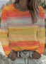 Women's Long Sleeve T-shirt Spring/Fall Orange Abstract Printing Jersey Crew Neck Daily Going Out Casual Top