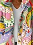 Women's Printed Casual Loose Cardigan Flannel Jacket