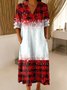 Christmas V Neck Vintage Dress With No
