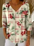 Christmas V Neck Vintage Loose T-Shirt