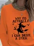 Women's Long Sleeve T-shirt Spring/Fall Orange Halloween Printing Jersey Crew Neck Daily Going Out Casual Top