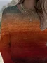 Women's Long Sleeve T-shirt Spring/Fall Brown Abstract Printing Jersey Crew Neck Daily Going Out Casual Top
