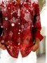 Women's Long Sleeve Shirt Spring/Fall Red Christmas Buckle Shirt Collar Regular Sleeve Daily Going Out Casual Top