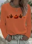 Women's Long Sleeve T-shirt Spring/Fall Orange Halloween (pumpkin) Printing Jersey Crew Neck Daily Going Out Casual Top