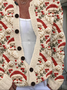 Women's Christmas Print Crew Neck Button Cardigan