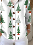 Women's Christmas Tree Print Hooded Button Cardigan