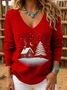 Casual V Neck Christmas Knit Top Sweater