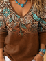 V Neck Wild West Simple Loose Knit Top