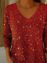 V Neck Vintage Plain Loose T-Shirt