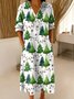 Linen Blend Casual Christmas Dress With No