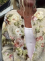 Women's Floral Print Crew Neck Button Cardigan