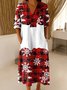 Christmas V Neck Vintage Dress With No