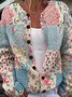 Women's Floral Print Crew Neck Button Cardigan