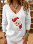 Loose Simple V Neck Christmas Knit Top Sweater