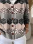 Women's Abstract Print Hooded Button Cardigan