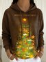 Women's Christmas Tree Print Casual Hooded Sweatshirt