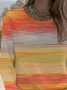 Women's Long Sleeve T-shirt Spring/Fall Orange Abstract Printing Jersey Crew Neck Daily Going Out Casual Top