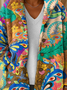 Gradient Pattern Flannel Boho Teddy Jacket