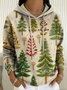 Women's Christmas Tree Print Casual Hooded Sweatshirt