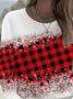 Women's Long Sleeve T-shirt Spring/Fall Red Christmas Printing Jersey Crew Neck Daily Going Out Casual Top