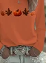 Women's Long Sleeve T-shirt Spring/Fall Orange Halloween (pumpkin) Printing Jersey Crew Neck Daily Going Out Casual Top
