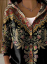 Women's Floral Print Hooded Button Cardigan