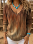 V Neck Wild West Simple Loose Knit Top