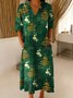 Linen Blend Casual Christmas Dress With No