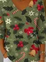 Christmas V Neck Vintage Loose T-Shirt