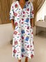 Loose Linen Blend Casual Dress With No