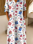 Loose Linen Blend Casual Dress With No