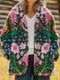 Women's Printed Casual Loose Cardigan Flannel Jacket
