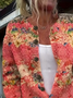 Women's Floral Print Crew Neck Button Cardigan