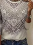 Women's Long Sleeve T-shirt Spring/Fall Khaki Abstract Printing Jersey Crew Neck Daily Going Out Casual Top