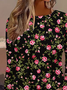Women's Long Sleeve T-shirt Spring/Fall Black Floral Printing Jersey Crew Neck Daily Going Out Casual Top
