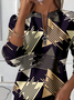 Women's Abstract Print Casual Zipper Long Sleeve Sweatshirt