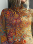 Women's Abstract Print Casual Turtleneck Long Sleeve Sweater