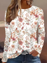 Women's Long Sleeve T-shirt Spring/Fall White Floral Printing Jersey Crew Neck Daily Going Out Casual Top