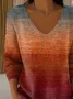 Women's Long Sleeve T-shirt Spring/Fall As Picture Abstract Printing V Neck Daily Going Out Casual Top