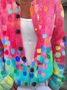 Women's Abstract Print Crew Neck Button Cardigan