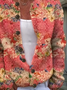 Women's Floral Print Crew Neck Button Cardigan