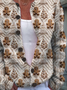 Women's Christmas Print Crew Neck Button Cardigan
