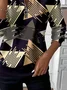 Women's Abstract Print Casual Zipper Long Sleeve Sweatshirt
